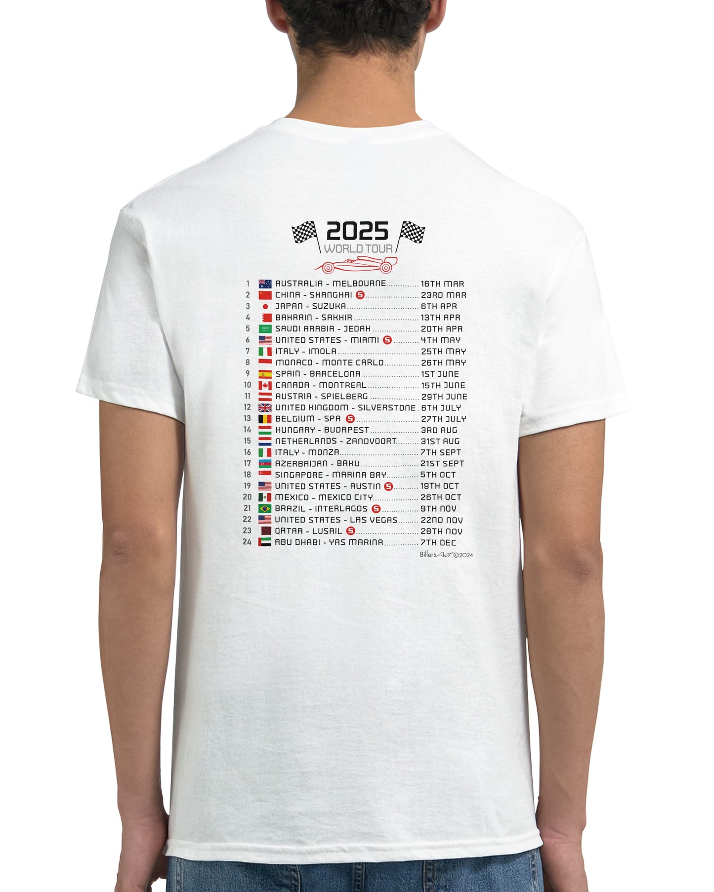 Lando Norris 2025 Race Calendar Formula 1 F1 T-Shirt Tee Shirt T Shirt