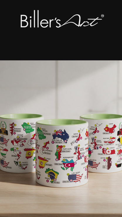 Formula 1 2027 Calendar Mug with Countries and Flags