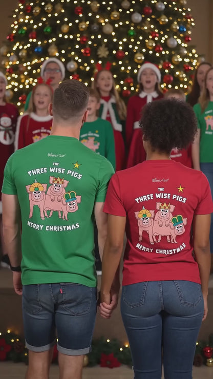 Three Wise Pigs Fun Christmas T-Shirt