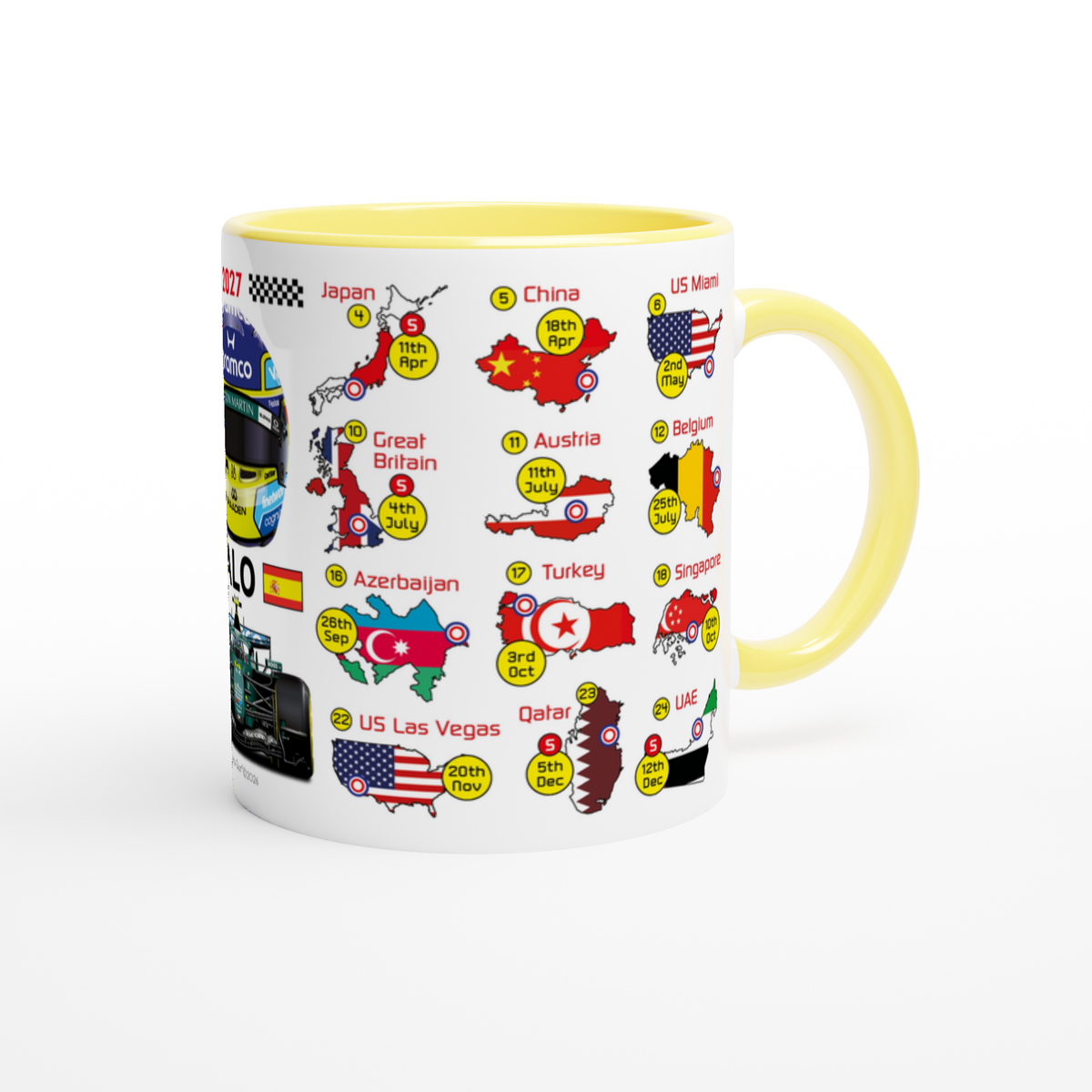 Fernando Alonso 2027 Formula 1 Season Fixtures Mug