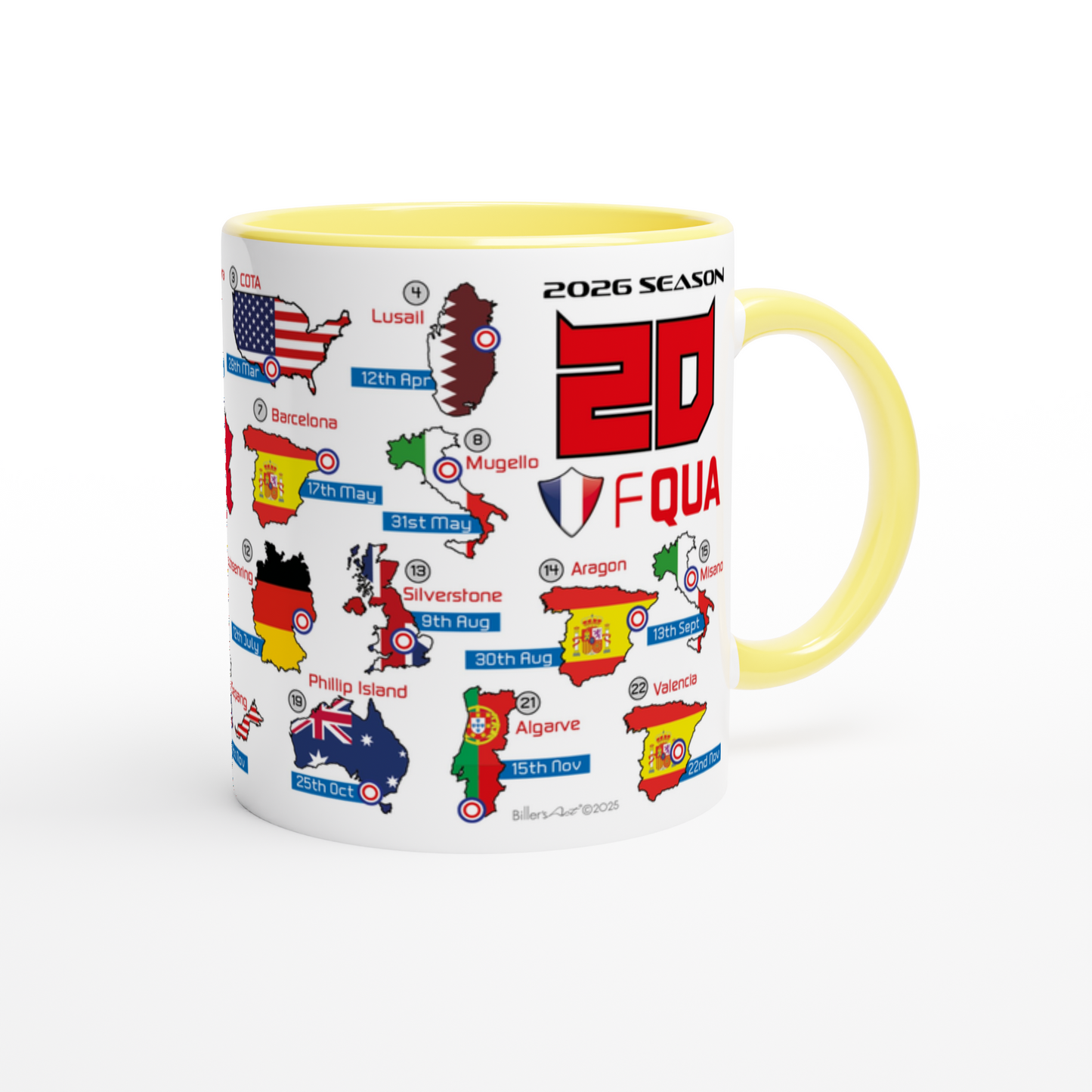 Fabio Quartararo MotoGP 2026 Season Fixtures Racing Calendar Mug