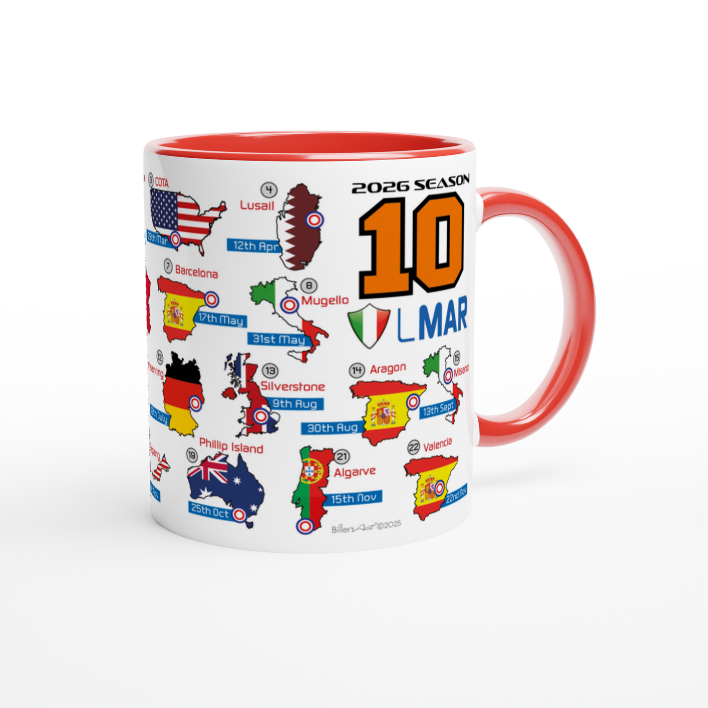 Luca Marini MotoGP 2026 Season Fixtures Racing Calendar Mug