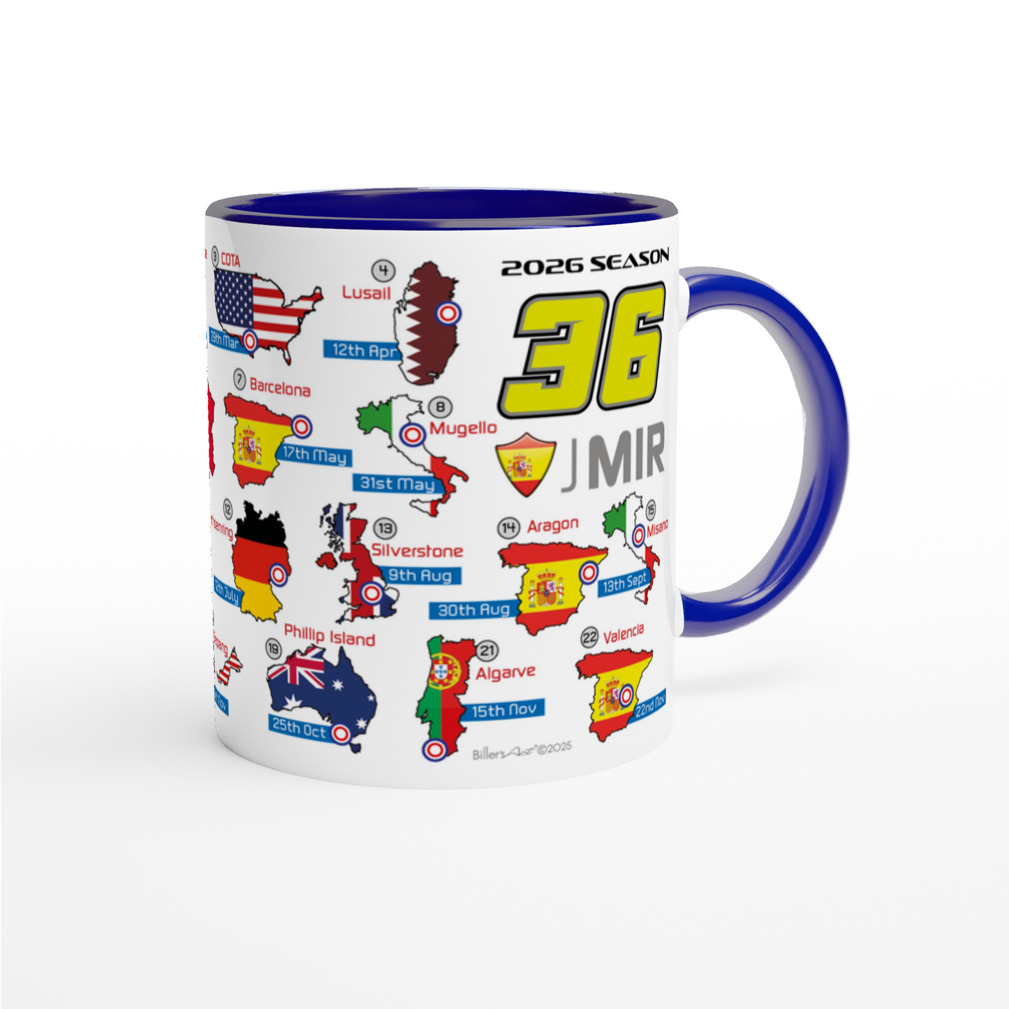 Joan Mir MotoGP 2026 Season Fixtures Racing Calendar Mug