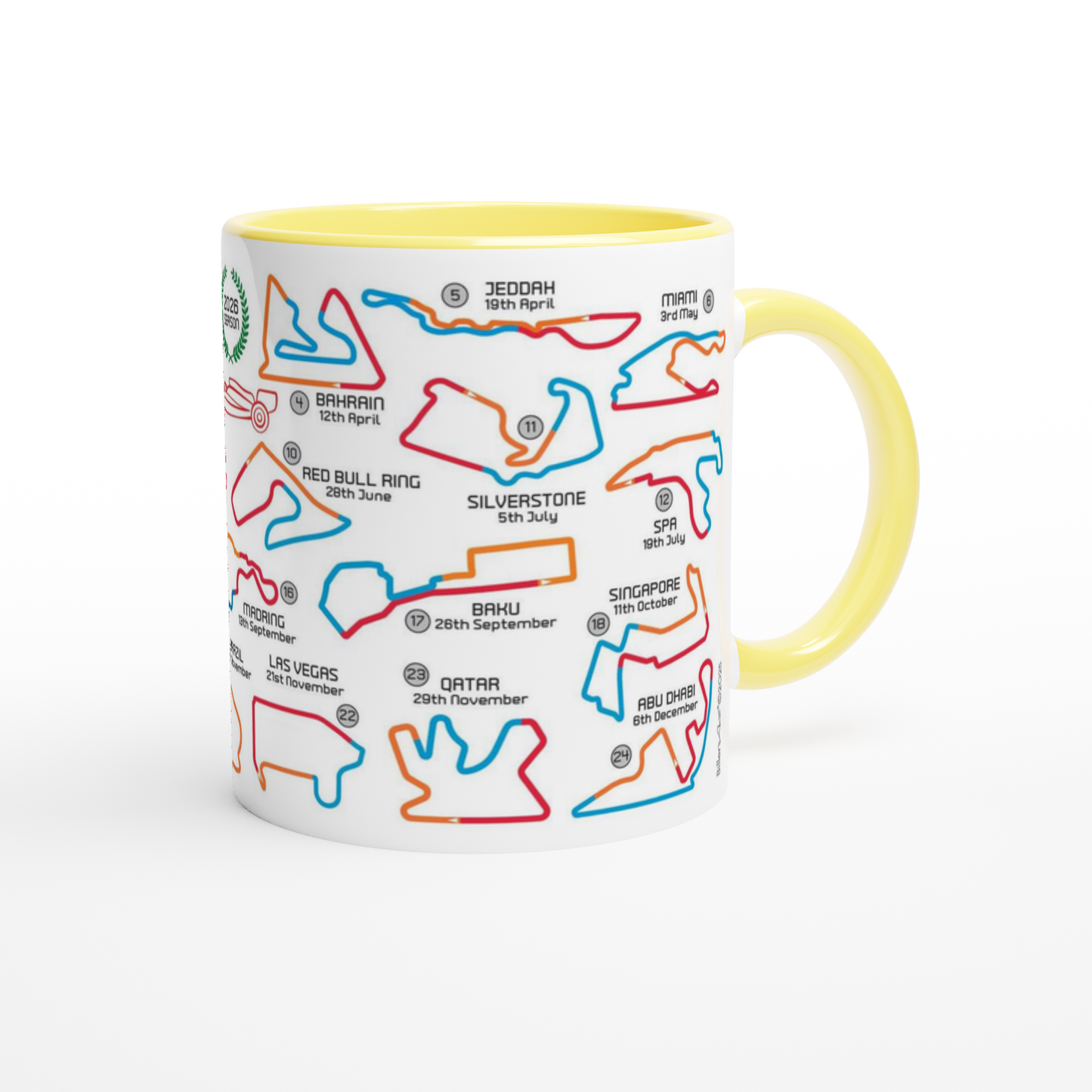 Formula 1 2026 Season Calendar and Circuits Mug