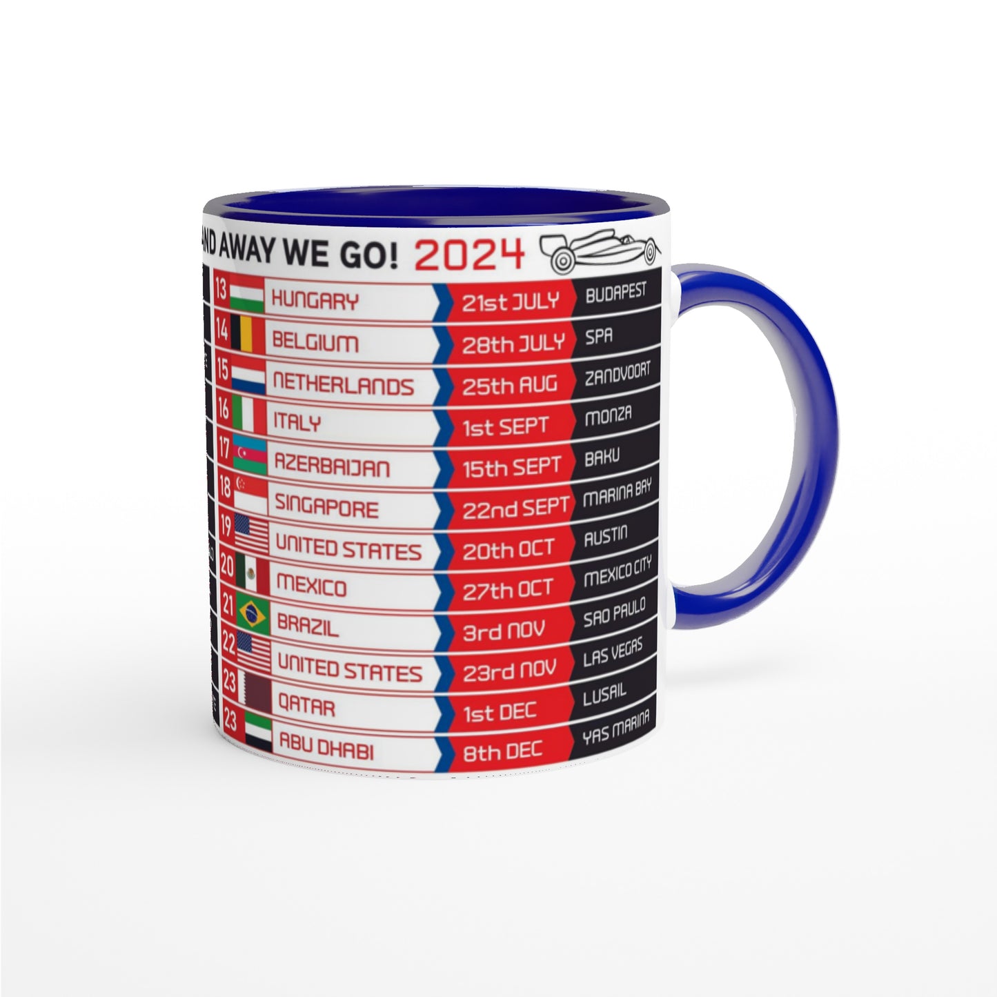 Formula 1 FIXTURES 2024 Mug - Formula 1 schedules calendar