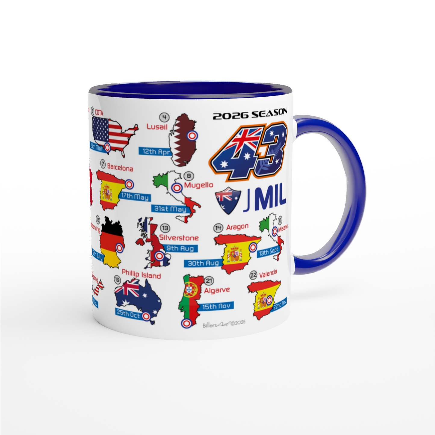 Jack Miller MotoGP 2026 Season Fixtures Racing Calendar Mug
