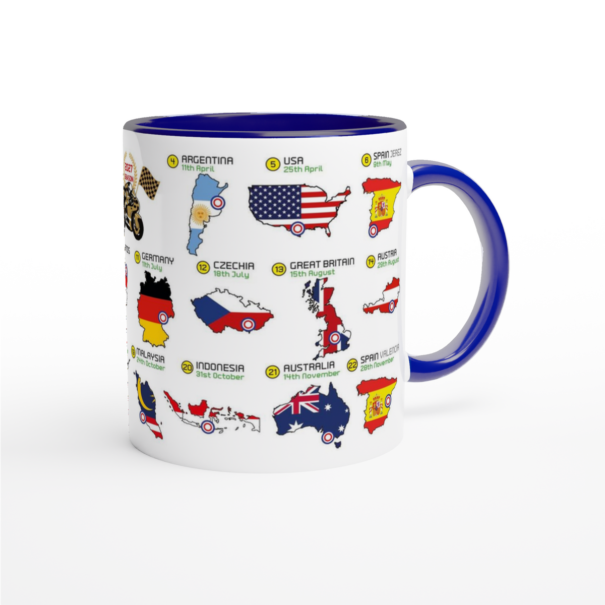 2027 MotoGP Calendar Mug With Countries and Flags